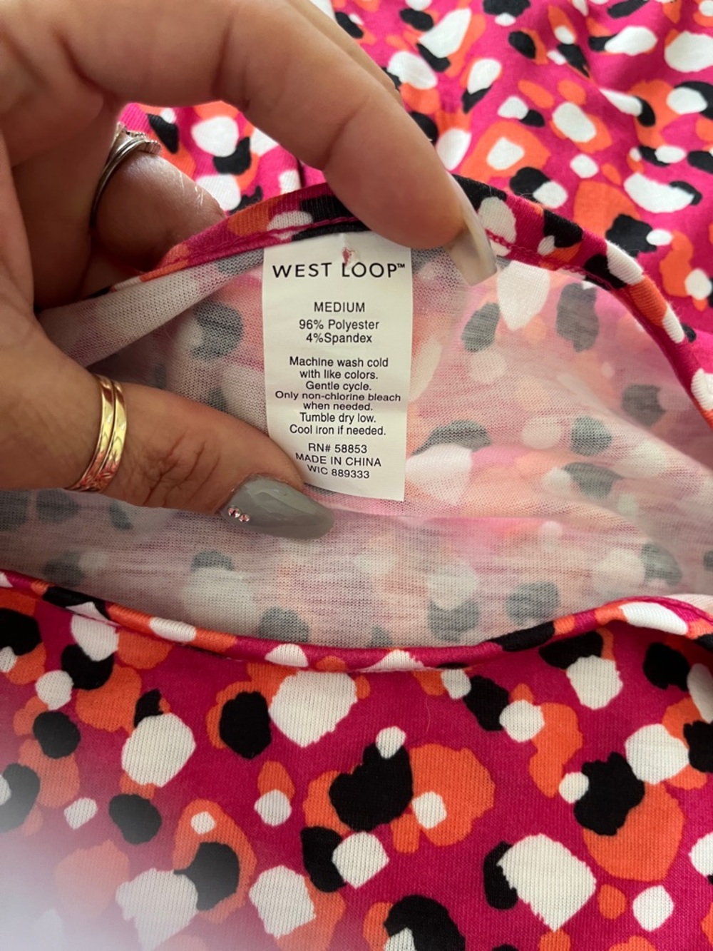 West Loop Pink Orange Black Abstract Dot Print Dress